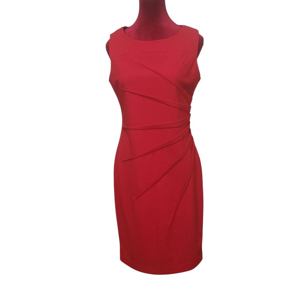 Calvin Klein Red Ruched Dress
